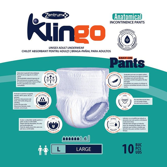 Bragapañales Klingo Talla L (44-48), cintura 84-100 cm, paquete 30 uds