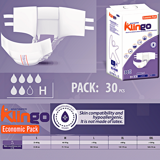 Pañales para adultos KlinGo XXL, 30 unidades