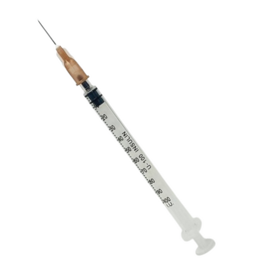 Jeringa para insulina de tres cuerpos 1 ml con aguja montada 26G