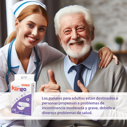 Pañales Klingo para adultos, paquete económico, talla M, 120 unidades (4 x 30)