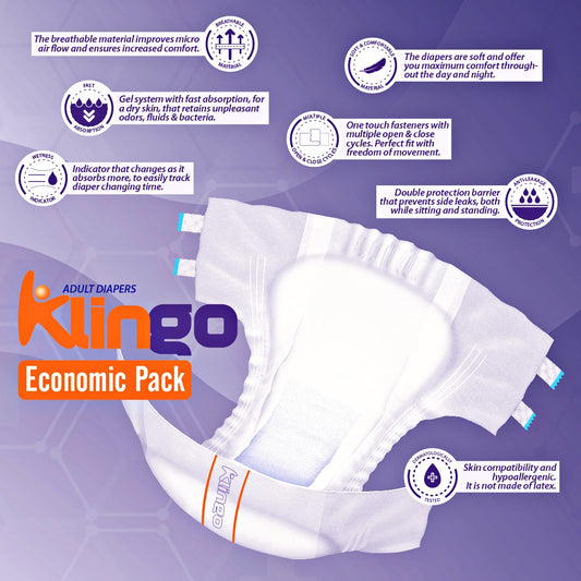 Pañales para adultos KlinGo talla XL, paquete de 30 unidades