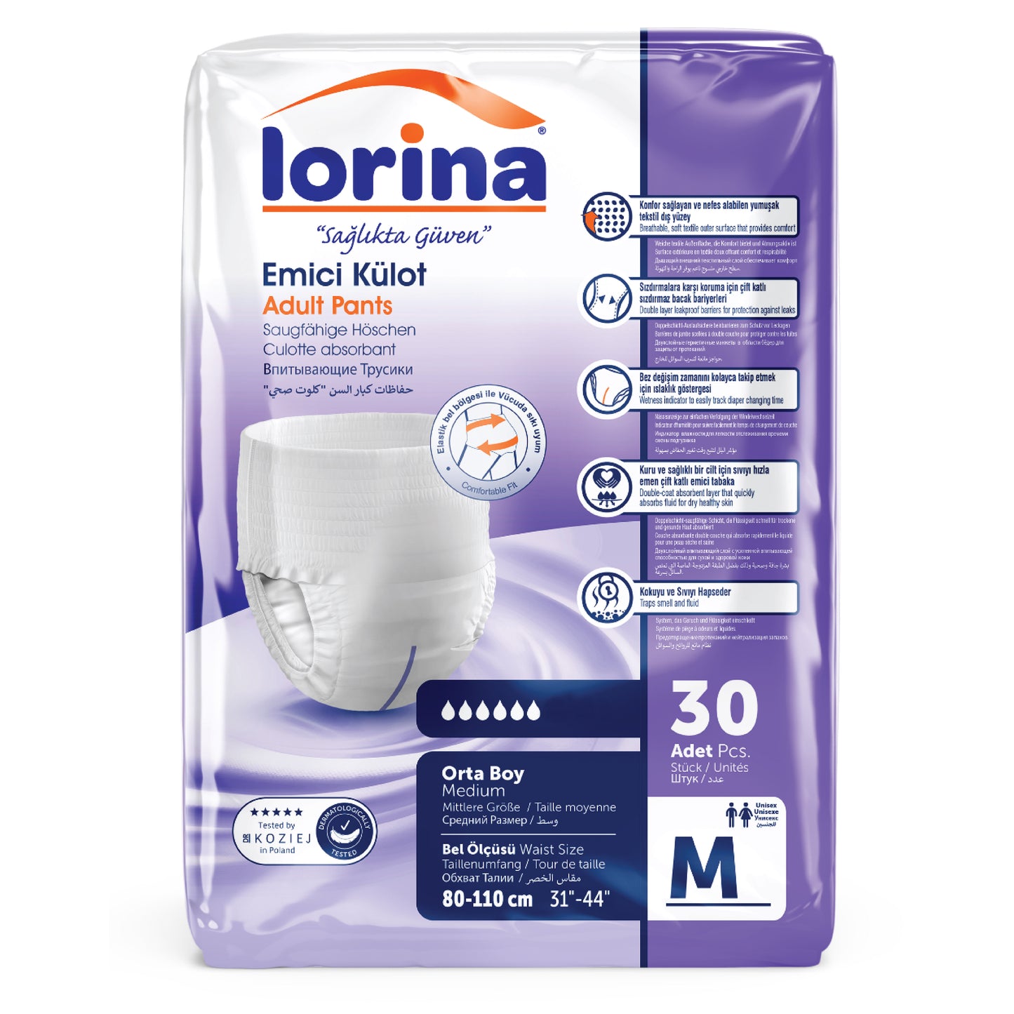 Pañales Tipo Braguita Lorina Talla M – 30 Unidades