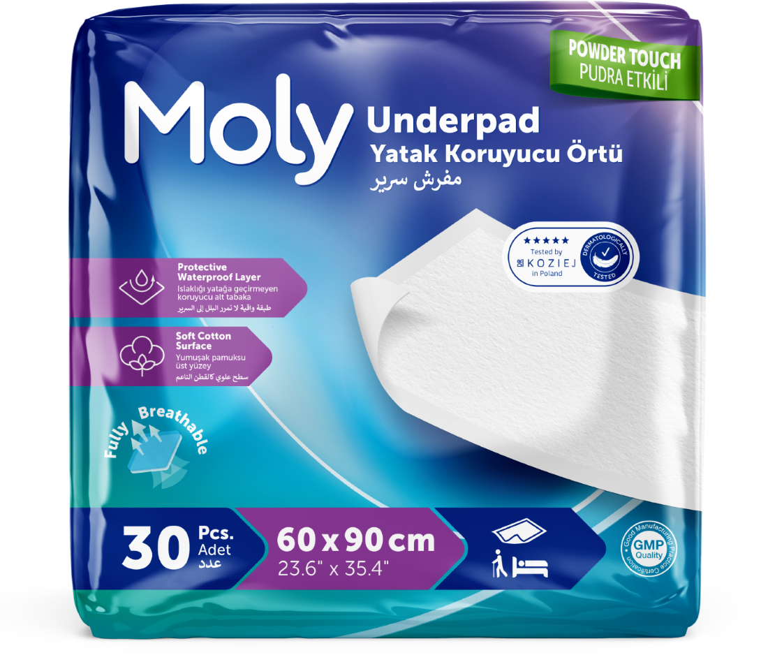 Empapadores de cama absorbentes Moly 60x90 cm, 30 uds.