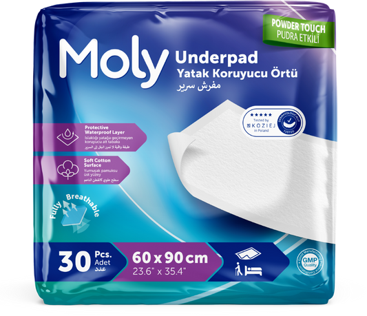 Empapadores de cama absorbentes Moly 60x90 cm, 30 uds.