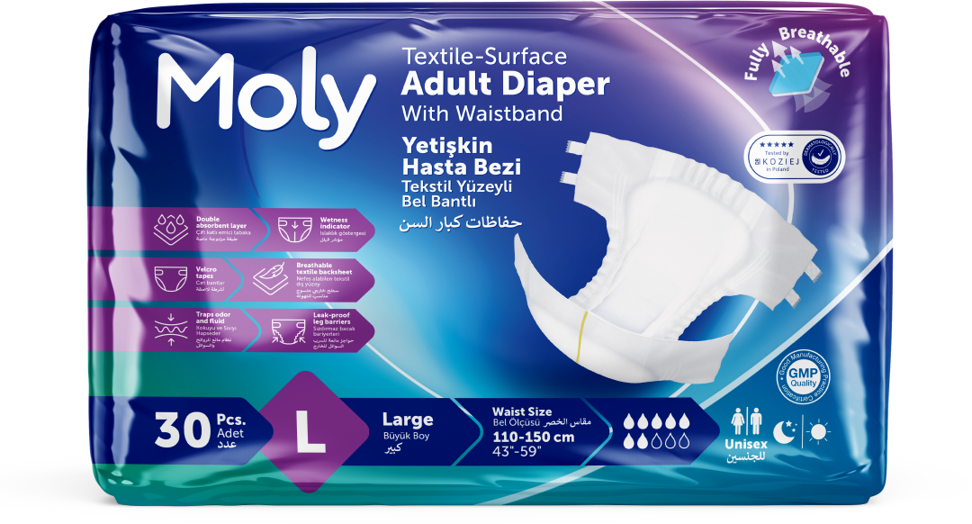 Pañales para adultos Moly, talla L, 30 uds