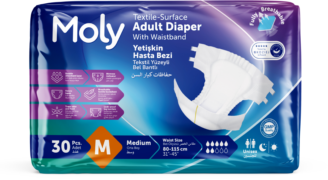 Pañales absorbentes para adultos Moly M, paquete de 30 unidades