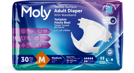 Pañales absorbentes para adultos Moly M, paquete de 30 unidades