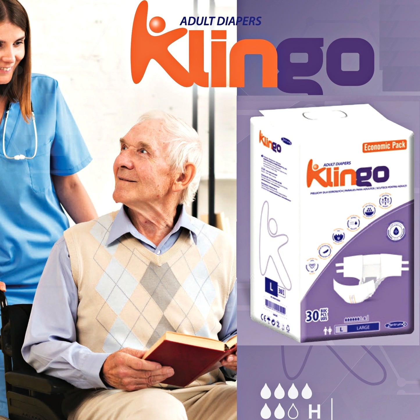 Pañales para Adultos KlinGo Talla L – 30 Unidades