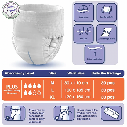 Pantalones de incontinencia Lorina Talla XL - Pack 4x30 Unidades (120 uds)