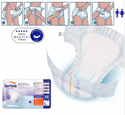 Pañales para adultos Lorina, talla L, 120 unidades (4 x 30), paquete económico