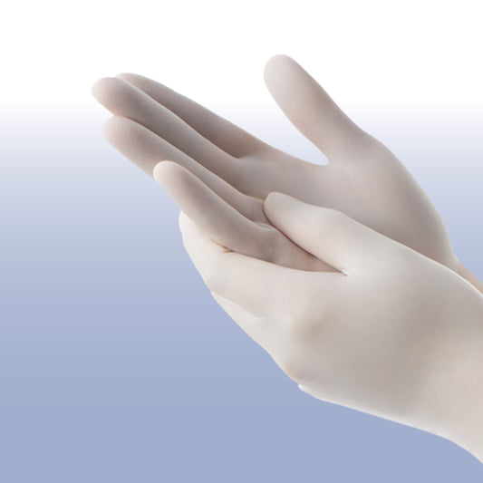 Guantes quirúrgicos estériles de látex con polvo, caja 50 pares