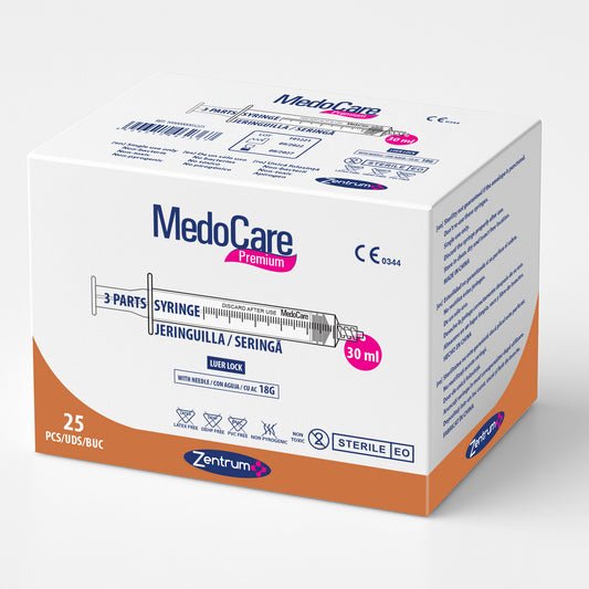 Jeringuillas de 30 ml Luer Lock de tres cuerpos para bomba de infusión, caja de 25 unidades