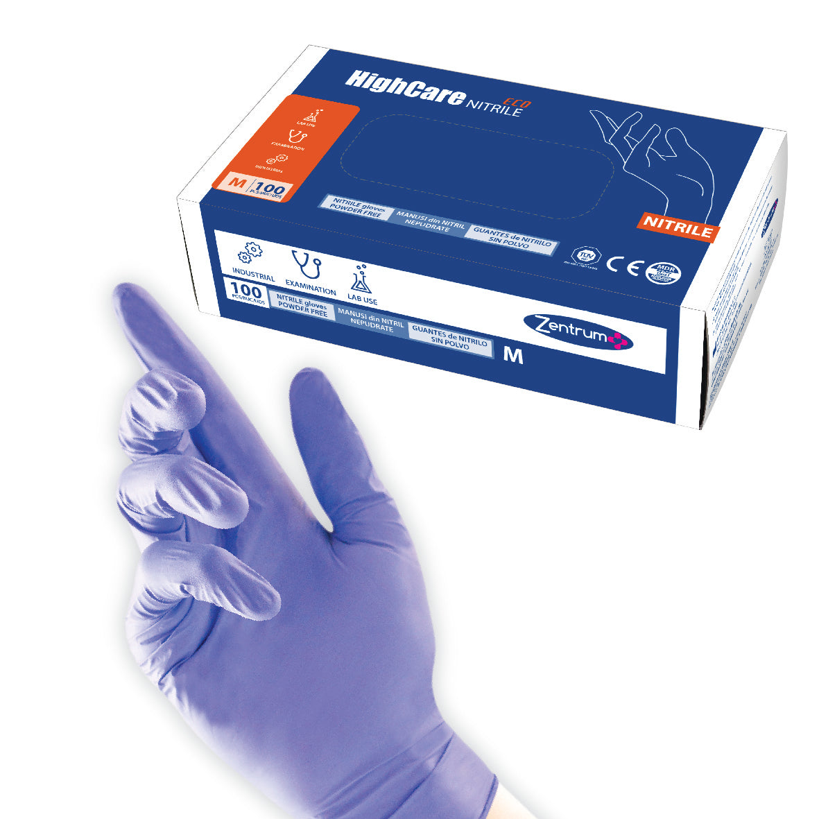 Guantes de nitrilo ECO sin polvo, caja 100 uds