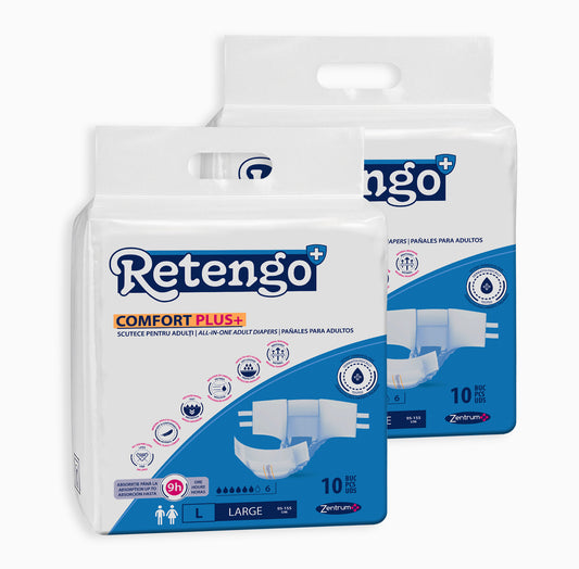 Pañales para Adultos Retengo Comfort Plus, Talla L, 20 Unidades (2x10)