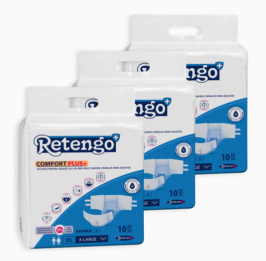 Pañales para adultos RETENGO, talla XL, 3 paquetes de 10 unidades
