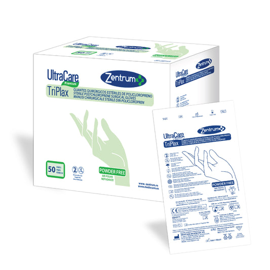 Guantes quirúrgicos estériles de policloropreno sin látex, caja 50 pares