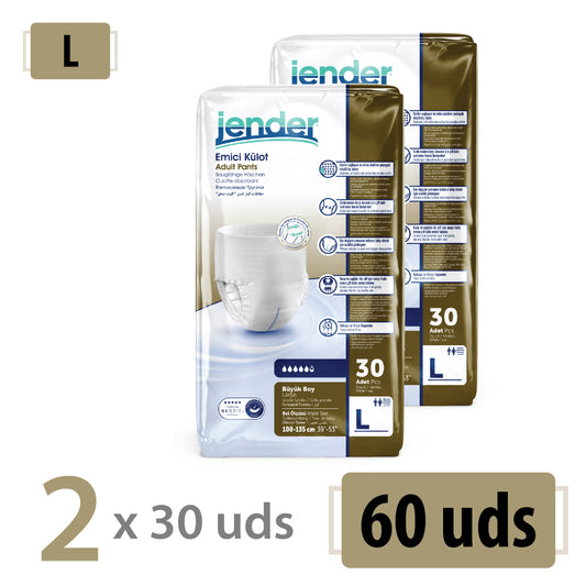 Pañales Bragas Jender Talla L - 2x30 Unidades (60 uds)