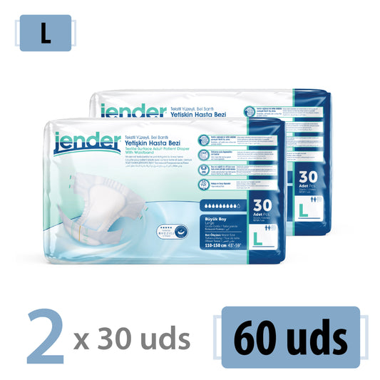 Pañales para Adultos Jender Talla L – Pack 60 Unidades (2x30) | Alta Absorción y Confort Diario
