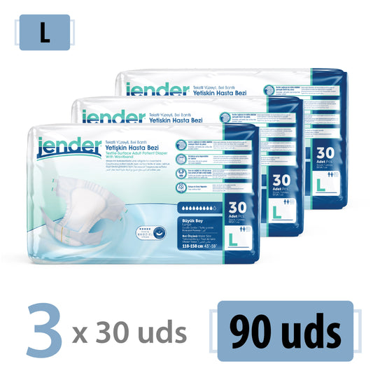 Pañales para Adultos Jender Talla L, 90 Unidades (3x30)