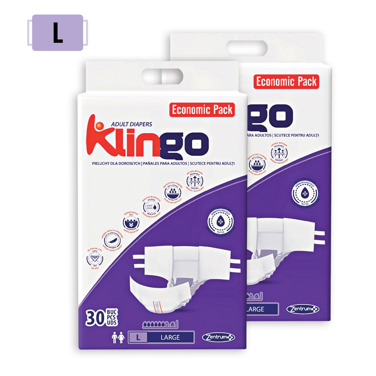 Pañales para Adultos Klingo Talla L – Pack Promocional 60 Unidades (2x30)