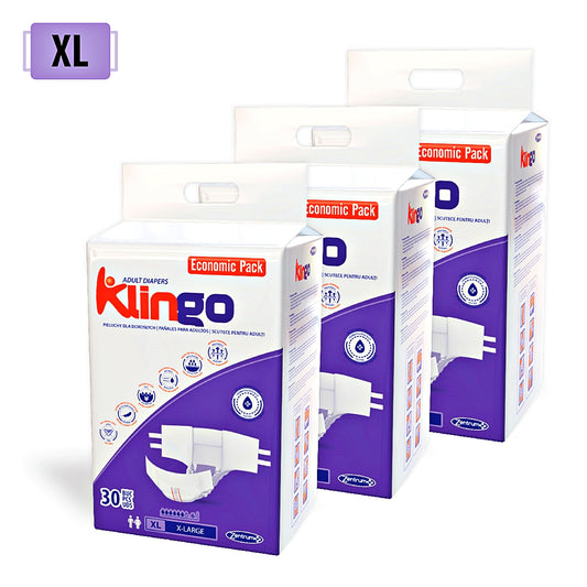 Pañales para adultos Klingo, talla XL, 90 unidades (3 x 30)