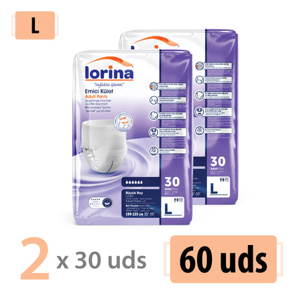 Pantalones de incontinencia Lorina Talla L – 60 Unidades (2x30)