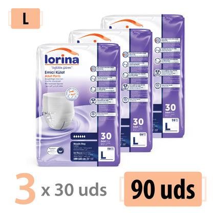 Bragas Lorina Talla L – 90 Unidades (3x30)