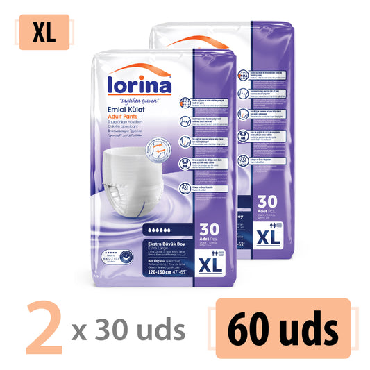 Pañales Braguita Lorina Talla XL - Pack Doble (2x30 Unidades)