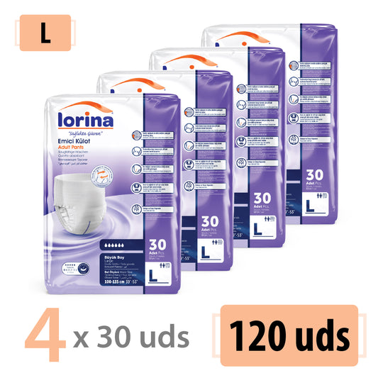 Bragas Lorina Talla L - Pack 4x30 Unidades (120 uds)