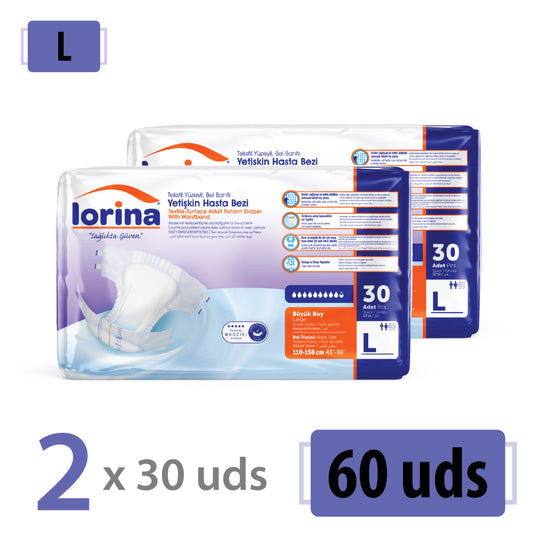 Pañales para adultos Lorina, talla L, 60 unidades (2 x 30)