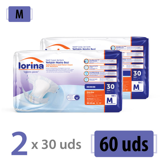 Pañales Adultos Lorina M - Promo Pack 60 unidades (2x30)