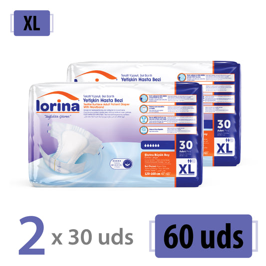 Pañales para adultos Lorina, talla XL, 60 unidades