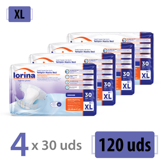 Pañales para adultos Lorina, talla XL, 120 unidades