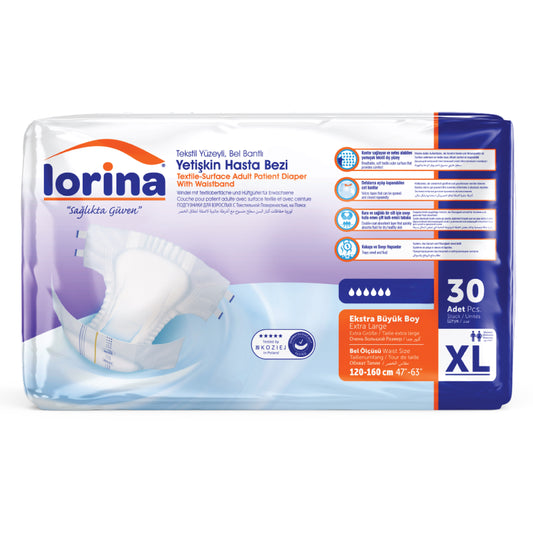 Pañales para adultos Lorina para incontinencia, talla XL, 30 unidades